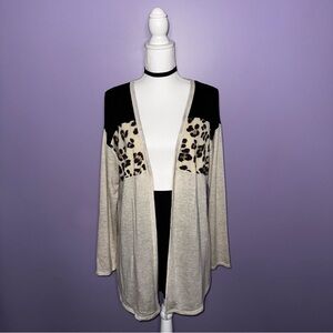 Botanique Leopard Print Open Front Cardigan